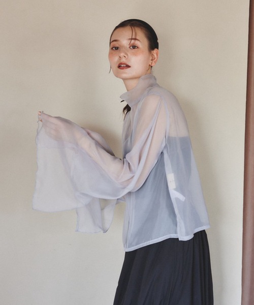 pomiii（ポミー）の「シアーハイネックメロウブラウス（シャツ/ブラウス・レディース・アイボリー/ライトブルー/ピンク・FREE）」の14枚目の写真