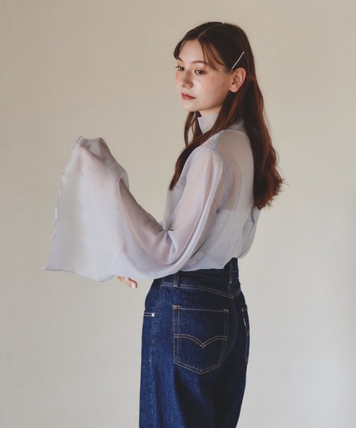 pomiii（ポミー）の「シアーハイネックメロウブラウス（シャツ/ブラウス・レディース・アイボリー/ライトブルー/ピンク・FREE）」の20枚目の写真