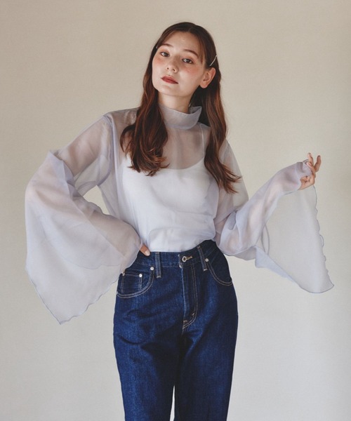 pomiii（ポミー）の「シアーハイネックメロウブラウス（シャツ/ブラウス・レディース・アイボリー/ライトブルー/ピンク・FREE）」の19枚目の写真