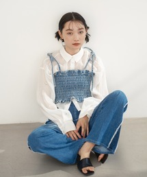 デニムチューブトップビスチェ