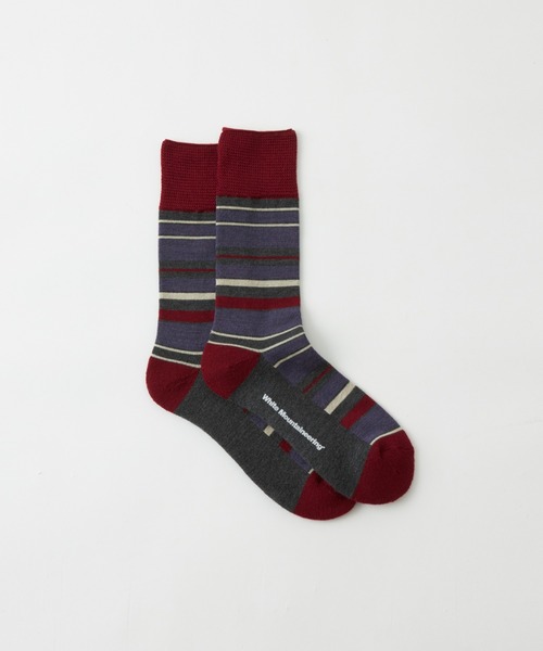 WHITE MOUNTAINEERING(ホワイトマウンテニアリング)の「MULTI STRIPE SOCKS(ソックス/靴下・メンズ・チャコール/ネイビー・FREE)」の2枚目の写真