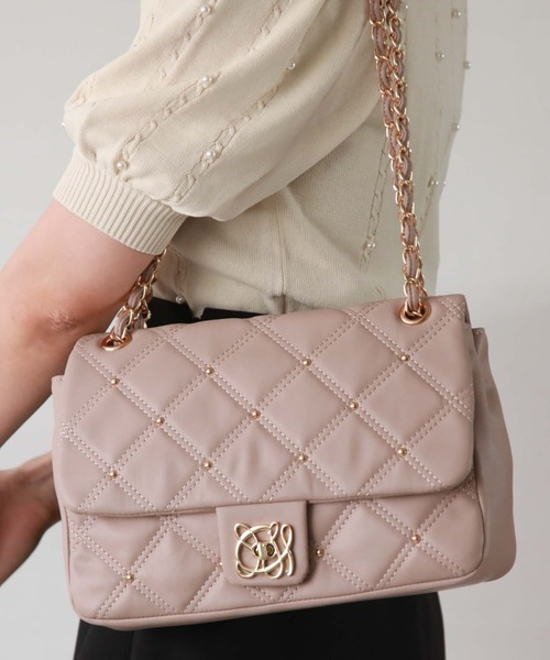 archives（アルシーヴ）の「キルトスタッズチェーンショルダー（ショルダーバッグ・レディース・ブラック/ベージュ・FREE）」の11枚目の写真