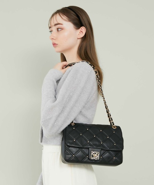 archives（アルシーヴ）の「キルトスタッズチェーンショルダー（ショルダーバッグ・レディース・ブラック/ベージュ・FREE）」の6枚目の写真