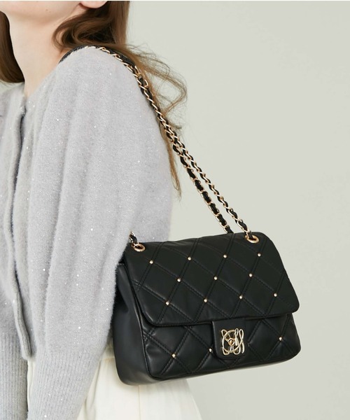 archives（アルシーヴ）の「キルトスタッズチェーンショルダー（ショルダーバッグ・レディース・ブラック/ベージュ・FREE）」の4枚目の写真