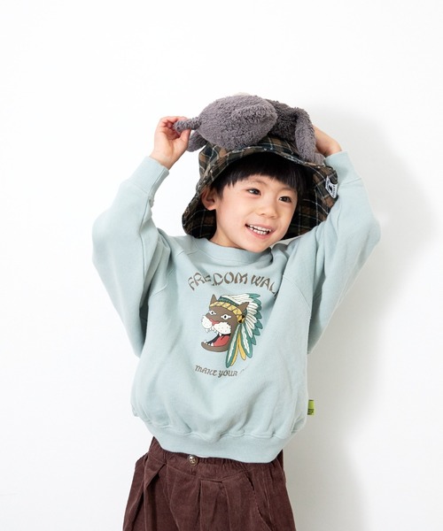 MAKE YOUR DAY（メイクユアデイ）の「ヒョウプリント裏毛ラグラントレーナー■80～140cm（スウェット・キッズ・モカ/グリーン/ミント・130/80/140/100/90/120/110）」の5枚目の写真