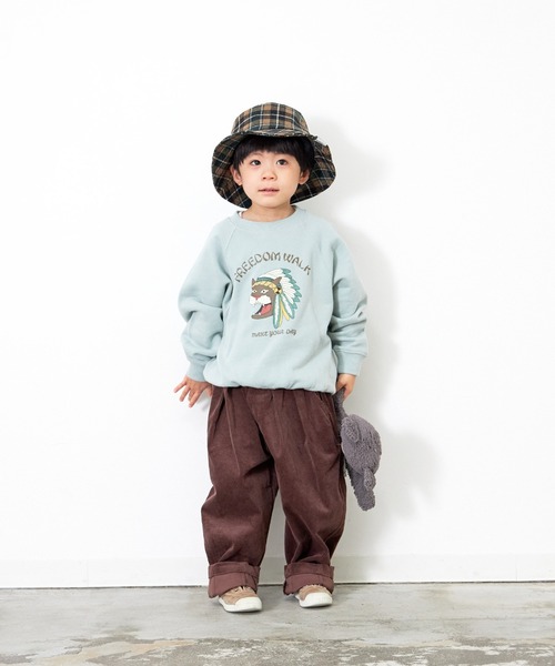 MAKE YOUR DAY（メイクユアデイ）の「ヒョウプリント裏毛ラグラントレーナー■80～140cm（スウェット・キッズ・モカ/グリーン/ミント・130/80/140/100/90/120/110）」の6枚目の写真