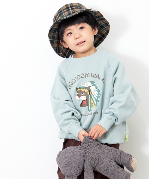 MAKE YOUR DAY（メイクユアデイ）の「ヒョウプリント裏毛ラグラントレーナー■80～140cm（スウェット・キッズ・モカ/グリーン/ミント・130/80/140/100/90/120/110）」の4枚目の写真