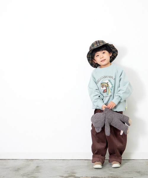 MAKE YOUR DAY（メイクユアデイ）の「ヒョウプリント裏毛ラグラントレーナー■80～140cm（スウェット・キッズ・モカ/グリーン/ミント・130/80/140/100/90/120/110）」の7枚目の写真