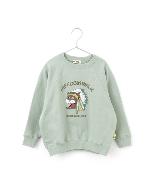 MAKE YOUR DAY（メイクユアデイ）の「ヒョウプリント裏毛ラグラントレーナー■80～140cm（スウェット・キッズ・モカ/グリーン/ミント・130/80/140/100/90/120/110）」の9枚目の写真