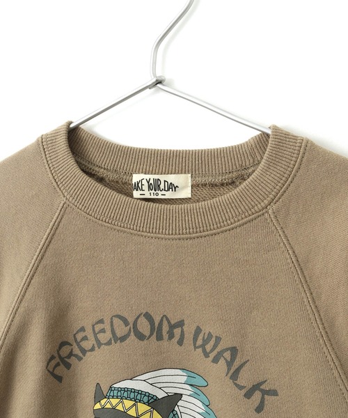 MAKE YOUR DAY（メイクユアデイ）の「ヒョウプリント裏毛ラグラントレーナー■80～140cm（スウェット・キッズ・モカ/グリーン/ミント・130/80/140/100/90/120/110）」の10枚目の写真