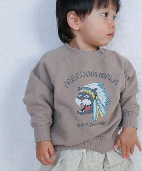 MAKE YOUR DAY（メイクユアデイ）の「ヒョウプリント裏毛ラグラントレーナー■80～140cm（スウェット・キッズ・モカ/グリーン/ミント・130/80/140/100/90/120/110）」の17枚目の写真