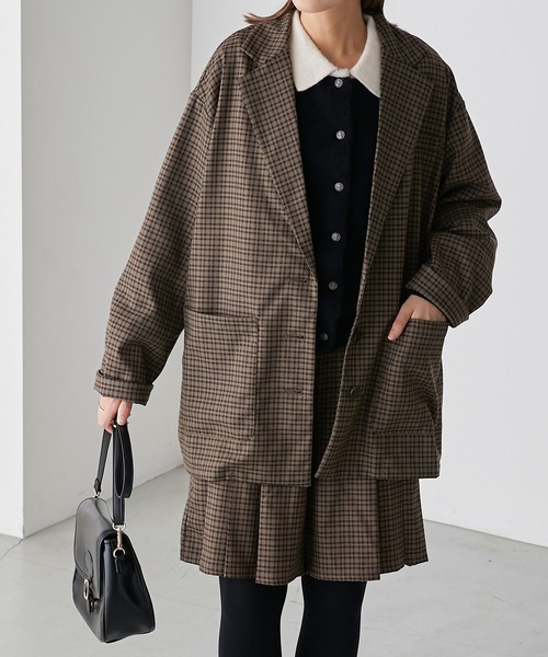 BONLECILL（ボンルシール）の「【セットアップ可能】ボーイフレンドオーバーテーラードジャケット（テーラードジャケット・レディース・ブラウン系1/ブラック/ブラウン系2/ネイビー/チャコールグレー/ブラック系1・FREE）」の7枚目の写真