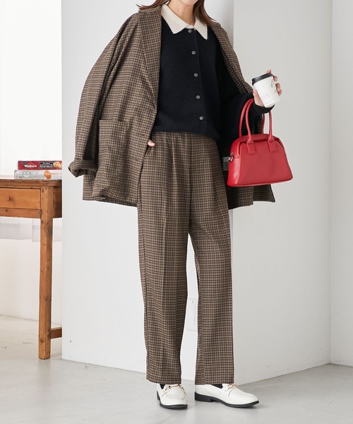 BONLECILL（ボンルシール）の「【セットアップ可能】ボーイフレンドオーバーテーラードジャケット（テーラードジャケット・レディース・ブラウン系1/ブラック/ブラウン系2/ネイビー/チャコールグレー/ブラック系1・FREE）」の12枚目の写真