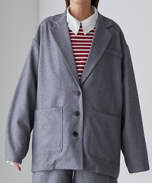 BONLECILL（ボンルシール）の「【セットアップ可能】ボーイフレンドオーバーテーラードジャケット（テーラードジャケット・レディース・ブラウン系1/ブラック/ブラウン系2/ネイビー/チャコールグレー/ブラック系1・FREE）」の15枚目の写真