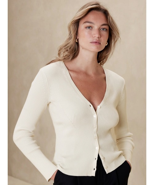 BANANA REPUBLIC 長袖ニットカーディガン XS アイボリー