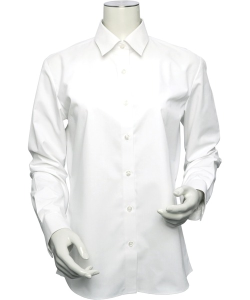 TOKYO SHIRTS(トウキョウシャツ)の「透け防止 形態安定ノーアイロン レギュラー 白無地ベーシック 長袖ビジネスワイシャツ(ビジネスシャツ・レディース・ホワイト・S/M/L/LL)」の5枚目の写真