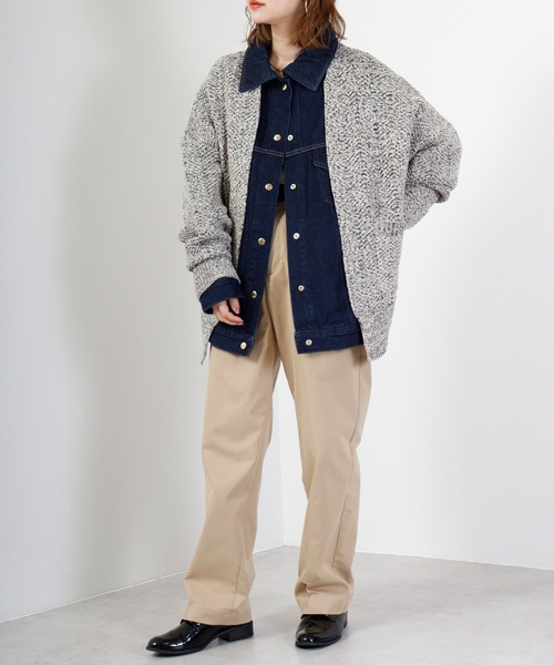 hunch(ハンチ)の「hunch C/A/T 6GGヘリンボーン柄ニットカーディガン(カーディガン/ボレロ・レディース・杢グレー/オレンジ/ブルー/ホワイト系その他・FREE)」の9枚目の写真