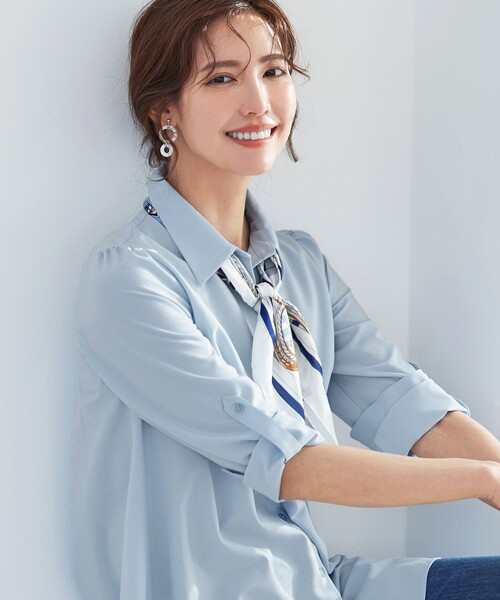 Tiaclasse(ティアクラッセ)の「【洗える】フレアシャツチュニック(チュニック・レディース・ネイビー/オフホワイト/サックスブルー/ブラック・XL/XXL)」の22枚目の写真
