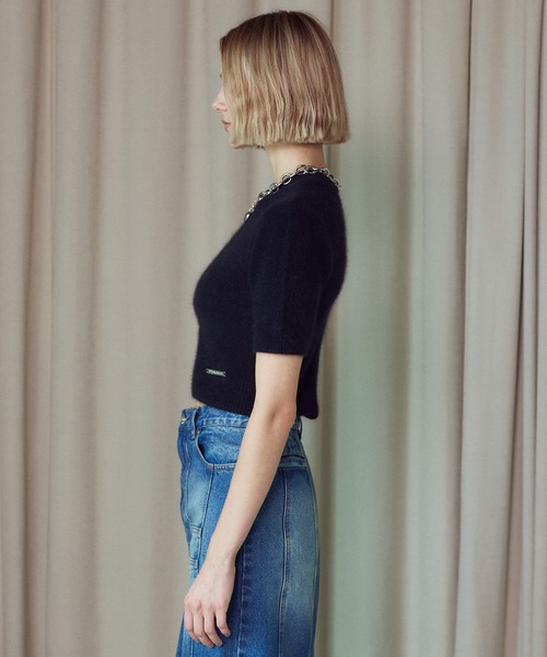 PRANK PROJECT（プランクプロジェクト）の「ラクーン2WAYハーフスリーブニット / Raccoon 2WAY Half Sleeve Knit（ニット/セーター・レディース・ピンク/ブラック/ベージュ・FREE）」の9枚目の写真