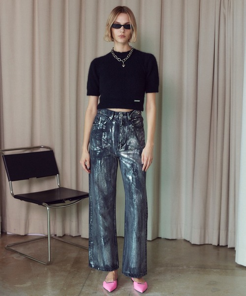 PRANK PROJECT（プランクプロジェクト）の「ラクーン2WAYハーフスリーブニット / Raccoon 2WAY Half Sleeve Knit（ニット/セーター・レディース・ピンク/ブラック/ベージュ・FREE）」の5枚目の写真