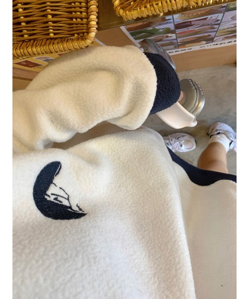 DEVICE（デバイス）の「ボア ビッグシルエット オーバーサイズ ワンポイント刺繍カラー ハーフジップ トラックジャケット 防寒（ブルゾン・レディース・ホワイト/ブラック・FREE）」の15枚目の写真