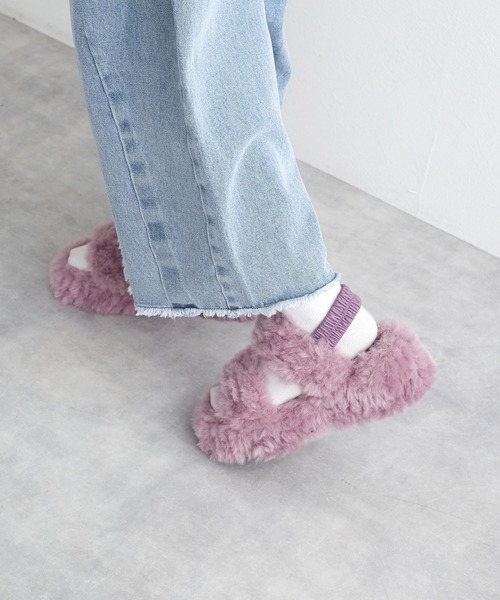 w closet（ダブルクローゼット）の「ファーサンダル（サンダル・レディース・ベージュ/ピンク/オフホワイト・M/L）」の9枚目の写真