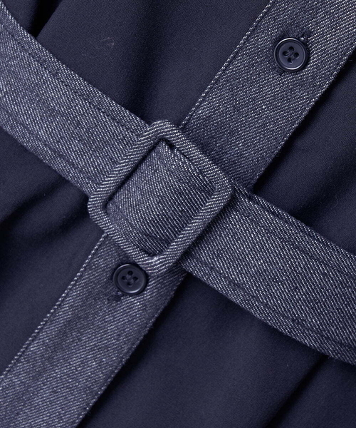 A de a.v.v（アードアー・ヴェ・ヴェ）の「デニムバイカラーボリュームスリーブAラインワンピ（ワンピース・レディース・ブラック・38/36）」の14枚目の写真