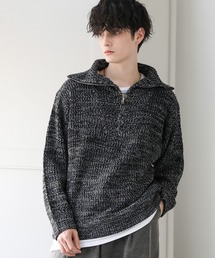 MARK&LONA ハーフジップセーター ブラック/オリーブ MARK&LONA ハーフジップセーター ブラック/オリーブ MARK&LONA ハーフ