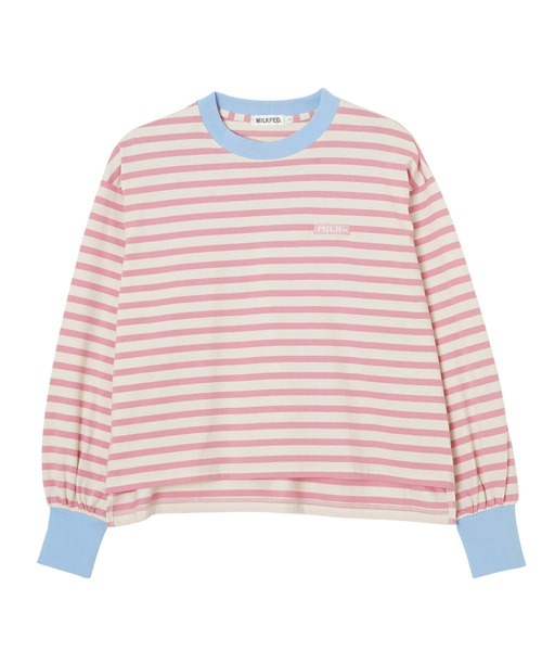 MILKFED.(ミルクフェド)の「STRIPED TOP(Tシャツ/カットソー・レディース・ホワイト/ライトパープル/ライトピンク・ONE SIZE)」の3枚目の写真