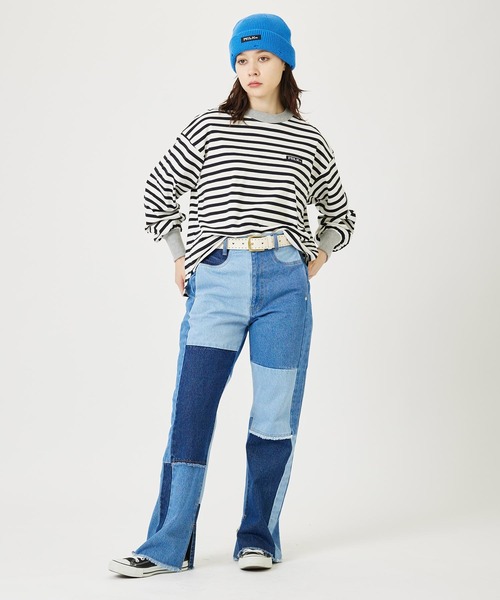 MILKFED.(ミルクフェド)の「STRIPED TOP(Tシャツ/カットソー・レディース・ホワイト/ライトパープル/ライトピンク・ONE SIZE)」の6枚目の写真
