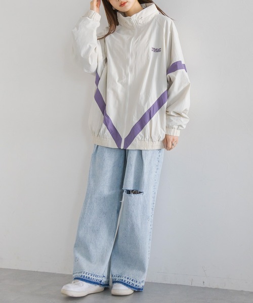 RAGEBLUE（レイジブルー）の「ルーズシルエット/ナイロンブルゾン（ナイロンジャケット・レディース・ネイビー/オリーブ/オフホワイト/ライトブルー・FREE）」の14枚目の写真