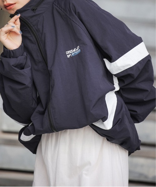 RAGEBLUE（レイジブルー）の「ルーズシルエット/ナイロンブルゾン（ナイロンジャケット・レディース・ネイビー/オリーブ/オフホワイト/ライトブルー・FREE）」の6枚目の写真