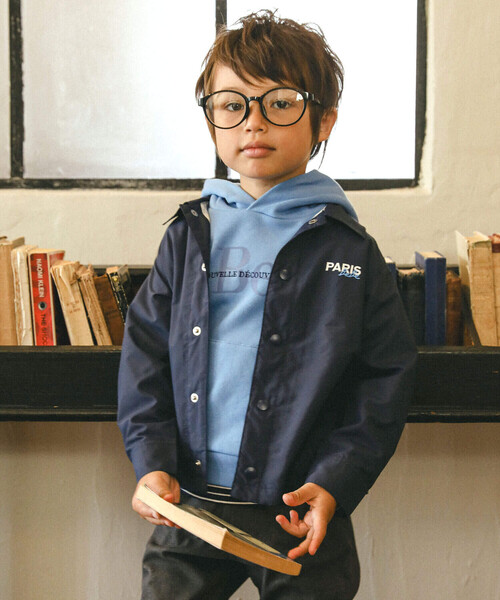 BeBe（ベベ）の「裏毛裾ボーダーロゴフーディ(100～150cm)（パーカー・キッズ・グリーン/ブルー・140cm/150cm/110cm/130cm/120cm/100cm）」の5枚目の写真