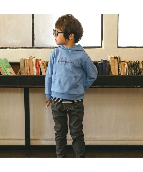 BeBe（ベベ）の「裏毛裾ボーダーロゴフーディ(100～150cm)（パーカー・キッズ・グリーン/ブルー・140cm/150cm/110cm/130cm/120cm/100cm）」の21枚目の写真