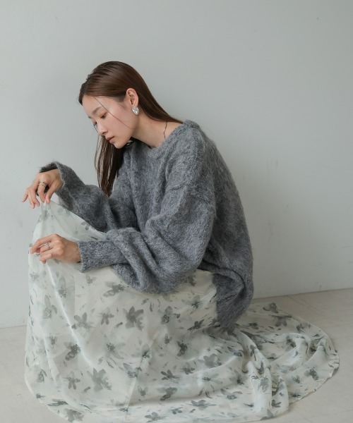 Bab(バブ)の「ニュアンスフラワーボリュームスカート(スカート・レディース・グレー/イエロー・M/S)」の18枚目の写真