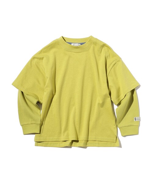 SHOO・LA・RUE(シューラルー)の「◆【110-140cm】袖ワッフルレイヤードロンT(Tシャツ/カットソー・キッズ・スモーキーグリーン系/カーキ/ブラック/ブルー系4・12/11/13/14)」の3枚目の写真