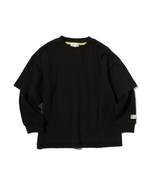 SHOO・LA・RUE(シューラルー)の「◆【110-140cm】袖ワッフルレイヤードロンT(Tシャツ/カットソー・キッズ・スモーキーグリーン系/カーキ/ブラック/ブルー系4・12/11/13/14)」の2枚目の写真
