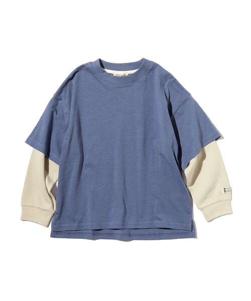 SHOO・LA・RUE(シューラルー)の「◆【110-140cm】袖ワッフルレイヤードロンT(Tシャツ/カットソー・キッズ・スモーキーグリーン系/カーキ/ブラック/ブルー系4・12/11/13/14)」の6枚目の写真