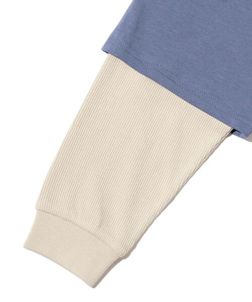 SHOO・LA・RUE(シューラルー)の「◆【110-140cm】袖ワッフルレイヤードロンT(Tシャツ/カットソー・キッズ・スモーキーグリーン系/カーキ/ブラック/ブルー系4・12/11/13/14)」の9枚目の写真
