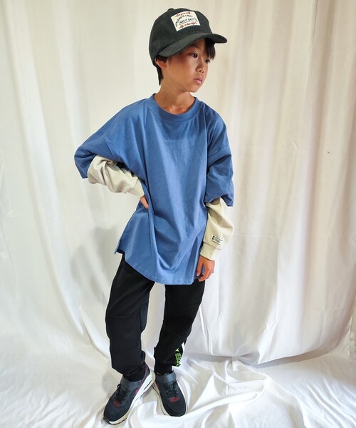 SHOO・LA・RUE(シューラルー)の「◆【110-140cm】袖ワッフルレイヤードロンT(Tシャツ/カットソー・キッズ・スモーキーグリーン系/カーキ/ブラック/ブルー系4・12/11/13/14)」の17枚目の写真