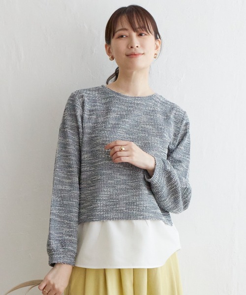 ikka(イッカ)の「カットツイードレイヤードプルオーバー(Tシャツ/カットソー・レディース・スカイブルー/ネイビー/オフホワイト・S/M/L)」の21枚目の写真
