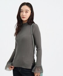 OPAQUE.CLIP | オーガンジースリーブリブニット【洗える】(ニット/セーター)