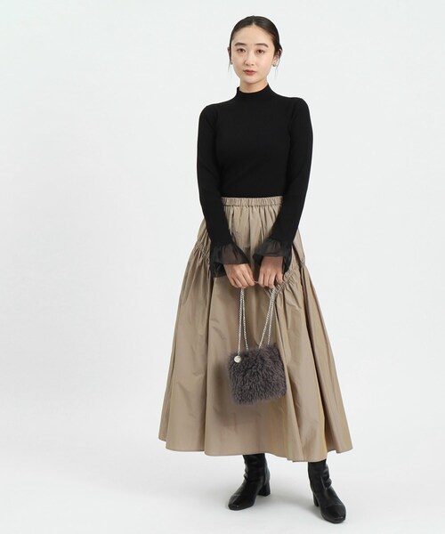 OPAQUE.CLIP（オペークドットクリップ）の「◆オーガンジースリーブリブニット【洗える】（ニット/セーター・レディース・ホワイト系/ブラック/チャコールグレー・36/38）」の10枚目の写真