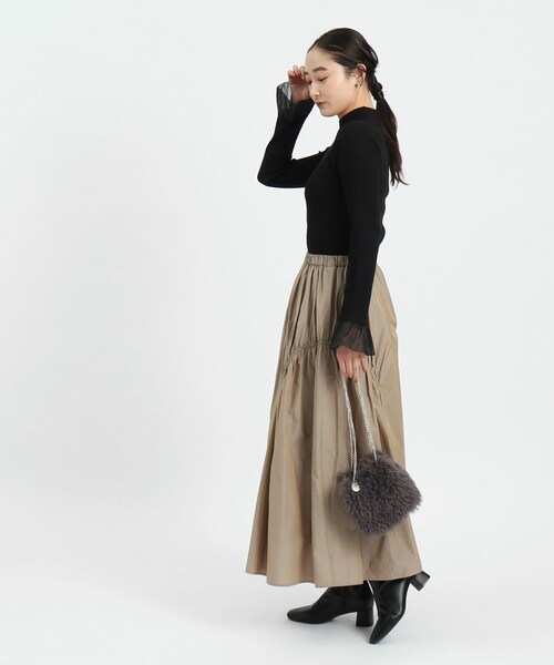 OPAQUE.CLIP（オペークドットクリップ）の「◆オーガンジースリーブリブニット【洗える】（ニット/セーター・レディース・ホワイト系/ブラック/チャコールグレー・36/38）」の11枚目の写真