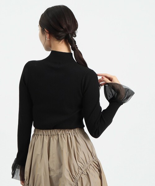 OPAQUE.CLIP（オペークドットクリップ）の「◆オーガンジースリーブリブニット【洗える】（ニット/セーター・レディース・ホワイト系/ブラック/チャコールグレー・36/38）」の12枚目の写真