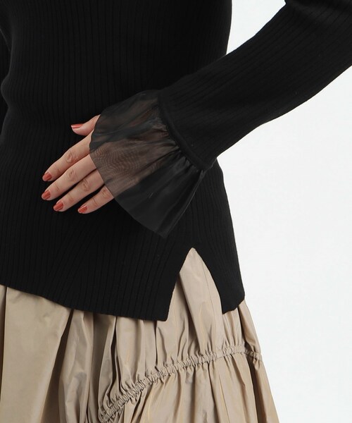 OPAQUE.CLIP（オペークドットクリップ）の「◆オーガンジースリーブリブニット【洗える】（ニット/セーター・レディース・ホワイト系/ブラック/チャコールグレー・36/38）」の17枚目の写真