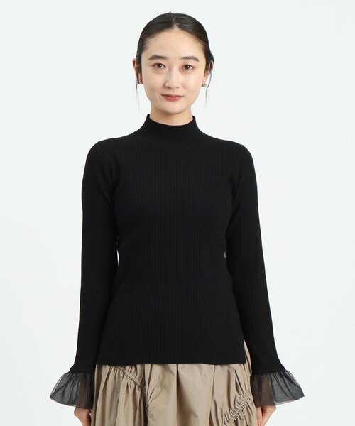 OPAQUE.CLIP（オペークドットクリップ）の「◆オーガンジースリーブリブニット【洗える】（ニット/セーター・レディース・ホワイト系/ブラック/チャコールグレー・36/38）」の18枚目の写真