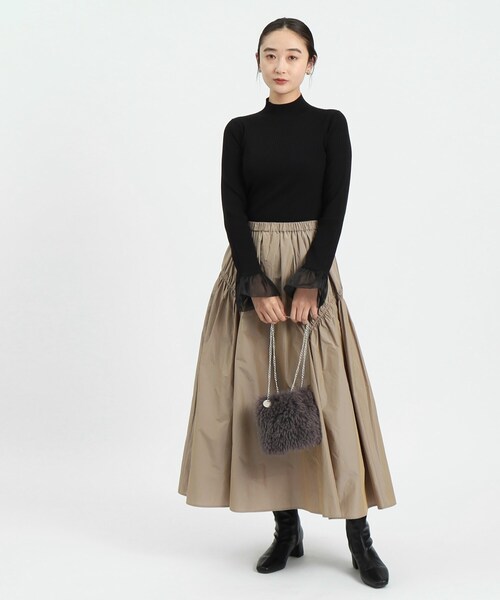 OPAQUE.CLIP（オペークドットクリップ）の「◆オーガンジースリーブリブニット【洗える】（ニット/セーター・レディース・ホワイト系/ブラック/チャコールグレー・36/38）」の21枚目の写真