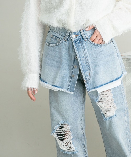 KBF(ケイビーエフ)の「デニムミニスカート(スカート・レディース・ライトブルー/ブラック・ONE)」の18枚目の写真