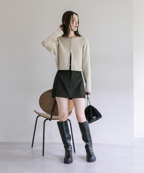 mystic（ミスティック）の「【３色展開】メランジWZIPニット（ニット/セーター・レディース・ブラック/ベージュ/グリーン・FREE）」の13枚目の写真